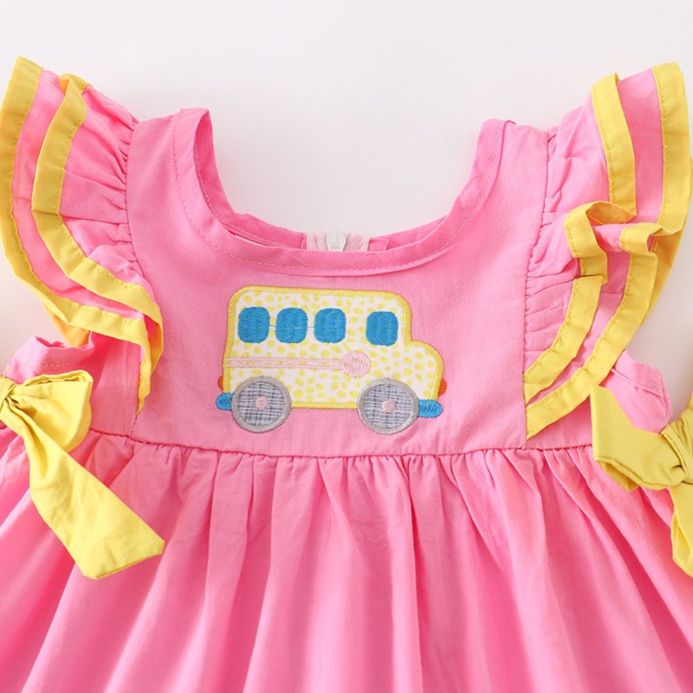 Boutique School Bus Girls Back to School Ruffle Dress - Picture 3 of 6